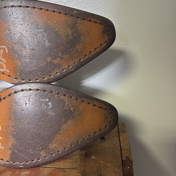 Vintage Leather Suede Ankle Cowboy boots sz7.5M - Picture 6 of 9